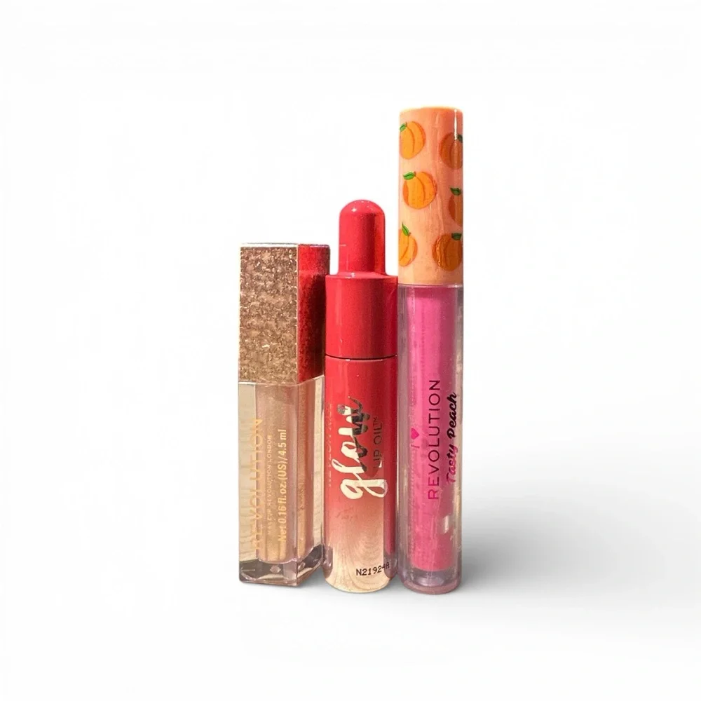 Lip Gloss & Lip Oil Bundle|Makeup Revolution Lip Topper+Revlon Kiss Glow Lip Oil